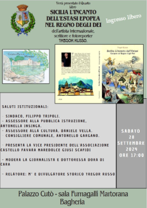 Bagheria celebra la Sicilia más auténtica con el libro de Tregor Russo – Sábado 28 de Septiembre de 2024, en Villa Aragona Cutò