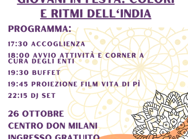 “Giovani in festa: Colori e ritmi dell’India” al Centro Don Milani – Sabato 26 Ottobre 2024