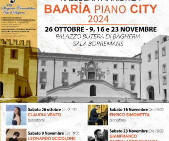 Comienza la Temporada de Conciertos Ciudad de Bagheria, la Revista de Piano «BAHARIA PIANO CITY» – Sábado 26 de Octubre en Villa Butera