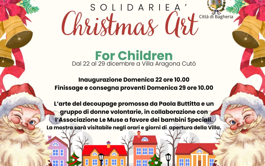 Exposition solidaire « Art de Noël pour les enfants » – Du 22 au 29 décembre 2024 à la Villa Aragona Cutò