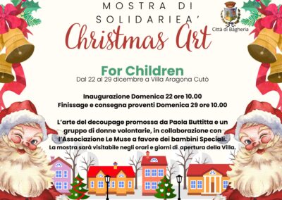 Mostra di solidarietà “Christmas Art For Children” – Dal 22 al 29 dicembre 2024 a Villa Aragona Cutò