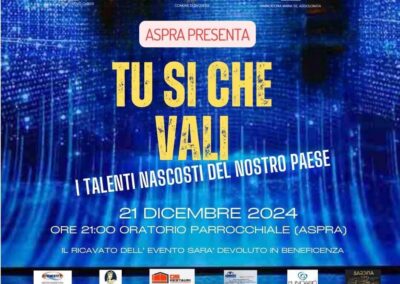 Eventi natalizi: “Tu si che vali – I talenti nascosti del nostro paese” – Sabato 21 dicembre ad Aspra