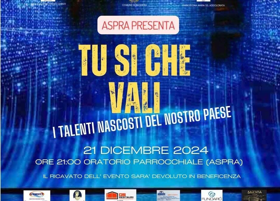 Eventi natalizi: “Tu si che vali – I talenti nascosti del nostro paese” – Sabato 21 dicembre ad Aspra