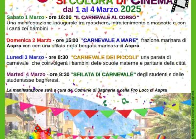 Il Carnevale 2025: “Si colora di Cinema” – Dal 1 al 4 marzo 2025