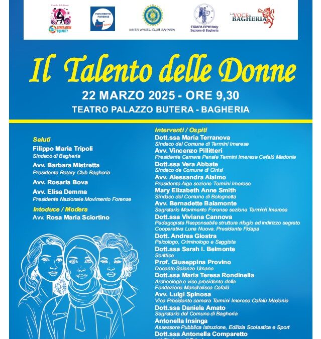 “Il Talento delle Donne”: evento di confronto sull’identità femminile – Il 22 marzo 2025