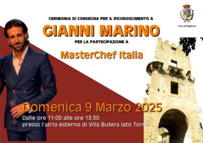 Bagheria fête son « MasterChef »: Gianni Marino honoré par l’Administration Municipale – Dimanche 9 mars 2025