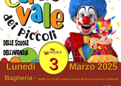 Carnevale 2025 a Bagheria: i bambini protagonisti con il “Carnevale dei Piccoli” – Lunedì 03 Marzo 2025